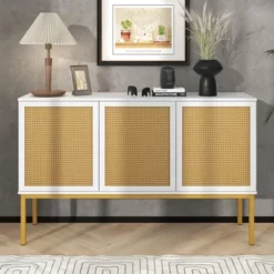 Sideboard With Faux Rattan Door And Metal Legs - ModernLuxe 27 Sideboard With Faux Rattan Door And Metal Legs - ModernLuxe -Baxton Home Shop GUEST 9be1acf2 3ea9 4637 bb78 3e8334d2a03a