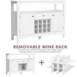 Costway Storage Buffet Sideboard Table Kitchen Sever Cabinet Wine Rack White -Baxton Home Shop GUEST 9ce1b7a1 2f7d 4304 b265 e2e3c5953a10