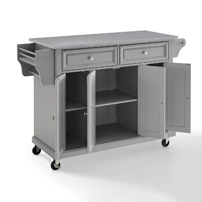 Stainless Steel Top Kitchen Cart/Island Vintage Gray - Crosley 6 Stainless Steel Top Kitchen Cart/Island Vintage Gray - Crosley - Image 4