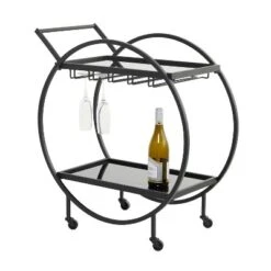Contemporary Metal Round Bar Cart - Olivia & May -Baxton Home Shop GUEST 9d439cb9 bc29 4843 a4ce 38241d97a07d
