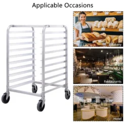 Costway 10 Sheet Aluminum Bakery Rack Silver Commercial Cookie Bun Pan Kitchen W/Wheel -Baxton Home Shop GUEST 9d7c1098 ba01 4da5 9fc0 653f51aeeb17