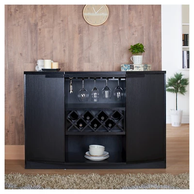 Rosio Transitional Criss Cross Wine Storage Dining Buffet Black - HOMES: Inside + Out 3 Rosio Transitional Criss Cross Wine Storage Dining Buffet Black - HOMES: Inside + Out
