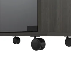 TUHOME Portable Dukat Wine And Liquor Bar Storage Display Cabinet Cart With Glass Door, 4 Wheels, 2 Shelves, And 6 Cubbies -Baxton Home Shop GUEST 9ec63e9c 29f6 40c8 8e46 903f17ceb2b4