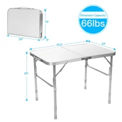 Costway Patio Folding Camping Table Aluminum Adjustable Portable Outdoor Indoor