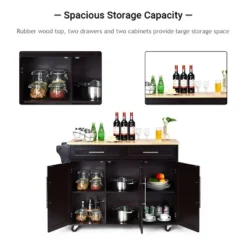 Costway Kitchen Island Trolley Cart Wood Top Rolling Storage Cabinet W/Knife Block WhiteBrown -Baxton Home Shop GUEST 9fb51c36 a476 4fd2 b460 f3214c357486