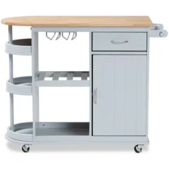 Donnie Wood Kitchen Storage Cart Light Gray/Natural - Baxton Studio -Baxton Home Shop GUEST 9fb87d8d 6e1d 40d4 877b 78d7acb19f20