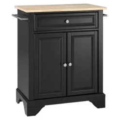 LaFayette Natural Wood Top Portable Kitchen Island - Black - Crosley