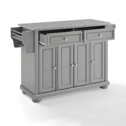 Alexandria Kitchen Island With Solid Granite Top Vintage Gray - Crosley