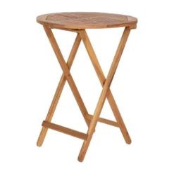 Merrick Lane Three Piece Solid Acacia Wood Folding Patio Bistro Set With Lightweight Round Table And Two Chairs, Natural -Baxton Home Shop GUEST a0475f81 ba57 4526 abf3 4ff5c04779b8