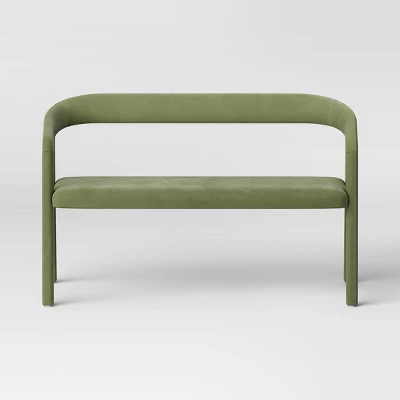 Lana Curved Back Upholstered Dining Bench Olive Green Velvet - Threshold™ 4 Lana Curved Back Upholstered Dining Bench Olive Green Velvet - Threshold™ - Image 2