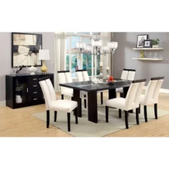 Set Of 2 Stevenson White Leatherette Padded Open Slit Back Chair Black/White - HOMES: Inside + Out