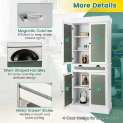 Costway 72'' Kitchen Buffet Hutch Pantry Cabinet Cupboard With 4 Doors & Adjustable Shelves 17 Costway 72'' Kitchen Buffet Hutch Pantry Cabinet Cupboard With 4 Doors & Adjustable Shelves -Baxton Home Shop GUEST a15e7216 c449 4c9b 80c8 126e6eaa0196