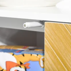 HOMCOM Modern 3 Door Accent Sideboard Storage Cabinet With Chevron Pattern And Adjustable Shelving, Natural Wood -Baxton Home Shop GUEST a1a2bf48 5580 4a4a bd87 b7c6f87fac90