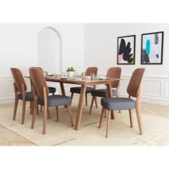 Set Of 2 Retro Modern Curved Back Dining Chair Walnut/Light Gray - ZM Home -Baxton Home Shop GUEST a236ddbe 98f0 4671 b5d6 1cfa86f0bdc6