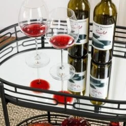 Deluxe 2 Tier Metal Oval Mirrored Bar Cart Black - Glitzhome -Baxton Home Shop GUEST a25eba9b 059a 4fe8 8797 9b0cf6555eff