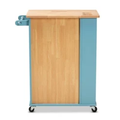 Liona Sky Wood Kitchen Storage Cart Blue/Natural - Baxton Studio -Baxton Home Shop GUEST a296be05 c12d 426a 8e40 1dd8b24f27a9