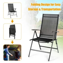 Costway 4PCS Patio Folding Dining Chair Recliner Adjustable Black -Baxton Home Shop GUEST a2970e36 7fe7 46c5 886e c35170bc6f61