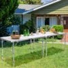 Costway 2PCS Folding Tables 8FT Height Adjustable Aluminum Picnic Table W/ Carrying Handle -Baxton Home Shop GUEST a2a5be1e 3407 4265 a8df 2ee7371725b0