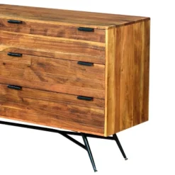 58" Wooden Sideboard With 6 Drawers And Metal Base Brown - The Urban Port -Baxton Home Shop GUEST a33d1140 90a8 4a98 8acc 2e67859f3f11