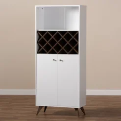 Baxton Studio Serafino And Walnut Finished Wood Wine Cabinet White/Brown - BaxtonStudio -Baxton Home Shop GUEST a36c1aa9 a914 47e7 9ca9 fc3dc7e62753