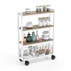 Cart System With Wheels 4 Tier White - Atlantic -Baxton Home Shop GUEST a416112f 91af 40ec ac14 ca1d342fc3bd