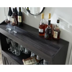 Home Source Bar Cabinet With Stem Glass Placement And Wooden Doors In Charcoal -Baxton Home Shop GUEST a4955b3c f3ad 43ce b855 04b2e50139a1