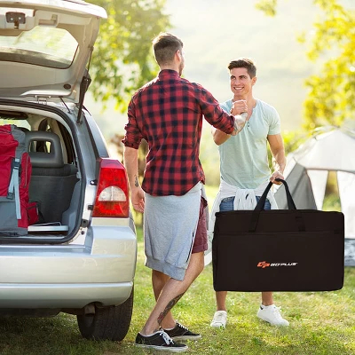 Costway Folding Portable Aluminum Camping Grill Table W/ Storage Organizer Windscreen Black 7 Costway Folding Portable Aluminum Camping Grill Table W/ Storage Organizer Windscreen Black - Image 5