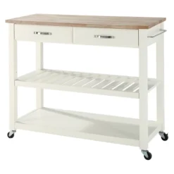 Natural Wood Top Kitchen Cart/Island With Optional Stool Storage - Crosley -Baxton Home Shop GUEST a4ed2165 c739 479f 8bb0 691b14363de8