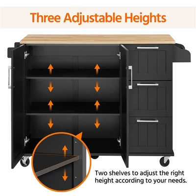 Yaheetech Rolling Kitchen Cart Kitchen Island With Storage Cabinet 7 Yaheetech Rolling Kitchen Cart Kitchen Island With Storage Cabinet - Image 5