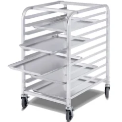 Costway 10 Sheet Aluminum Bakery Rack Silver Commercial Cookie Bun Pan Kitchen W/Wheel -Baxton Home Shop GUEST a72eb27b ce3f 448f b1cc dbe659966311
