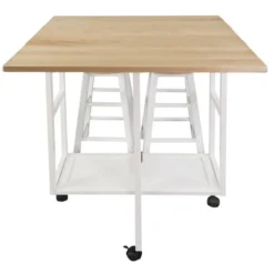 Square Hardwood Drop Leaf Table Top Breakfast Cart Natural/White - Flora Home -Baxton Home Shop GUEST a7d74a95 a797 41f1 9b9a a533029a2b09