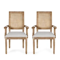 Set Of 2 Maria French Country Wood And Cane Upholstered Dining Chairs - Christopher Knight Home -Baxton Home Shop GUEST a8564b0a 147e 4b8c 9077 bd779c5a2590