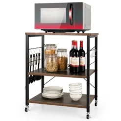 Costway 3-Tier Kitchen Baker's Rack Microwave Oven Storage Cart W/ Hook 24 Costway 3-Tier Kitchen Baker's Rack Microwave Oven Storage Cart W/ Hook -Baxton Home Shop GUEST a9bf8133 d31b 4f52 9c8a 83f19ab1a9fe