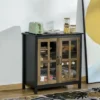 HOMCOM Kitchen Sideboard, Glass Door Buffet Cabinet, Accent Cupboard With Adjustable Storage Shelf For Living Room, Black Wood Grain -Baxton Home Shop GUEST a9ea20ab 1fbf 4081 96c9 24d09f4077e0