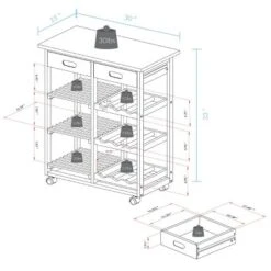 28" Solid Wood Rolling Kitchen Cart With Wine Rack And Drawer Dark Brown - Flora Home -Baxton Home Shop GUEST aa3e4d6d 3598 4c15 a0b3 ed29089dc45b