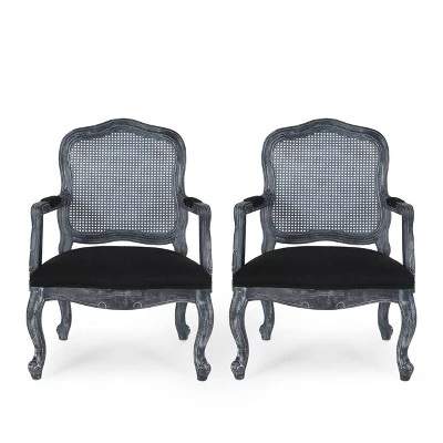 Set Of 2 Andrea French Country Wood And Cane Upholstered Dining Armchairs - Christopher Knight Home 14 Set Of 2 Andrea French Country Wood And Cane Upholstered Dining Armchairs - Christopher Knight Home - Image 12