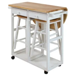 Breakfast Cart With Drop Leaf Table & Stool Set - Flora Home -Baxton Home Shop GUEST aae1bea4 9dff 459d b7da 18713797b73a