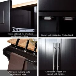 Costway Kitchen Island Trolley Cart Wood Top Rolling Storage Cabinet W/Knife Block WhiteBrown -Baxton Home Shop GUEST ab392f0d 55f3 4efd 891b 96008206009a