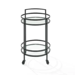 Bailey Round Bar Cart Matte Black - Crosley -Baxton Home Shop GUEST acca8b0c 27f3 4595 8c67 2b7794afc103