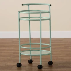 Newell Metal 2 Tier Kitchen Cart Mint Green/Black - Baxton Studio -Baxton Home Shop GUEST ada7302d 34af 4ad4 8bf3 b2db4a0503d0