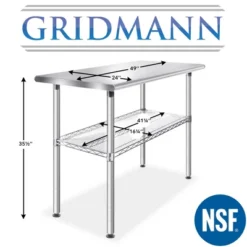 GRIDMANN 49 X 24" Stainless Steel Table With Wire Undershelf, NSF Commercial Kitchen Work & Prep Table For Restaurant And Home -Baxton Home Shop GUEST ae35d268 2cf1 4449 9e62 192338c71838