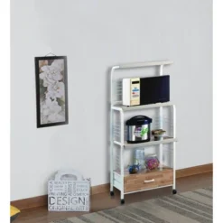Commodious Kitchen Shelf On Casters White - Benzara -Baxton Home Shop GUEST ae88dbfe 2d72 4391 ba2c 391325f3c696