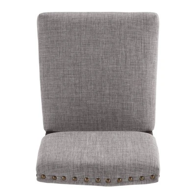 Set Of 2 Iverson Nailhead Trim Brown Finish Linen Side Chairs - Inspire Q 7 Set Of 2 Iverson Nailhead Trim Brown Finish Linen Side Chairs - Inspire Q - Image 5