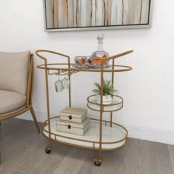 Contemporary Iron Bar Cart Gold - Olivia & May -Baxton Home Shop GUEST af4c2b0a f372 4d8c a260 164f7d5a3554