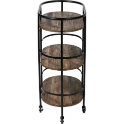 Honey-Can-Do 3 Tier Oval Bar Cart Walnut -Baxton Home Shop GUEST b002d473 4bf6 4198 be53 aca09a739ea8