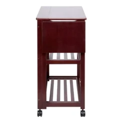 38" 2 Shelves Rubberwood Kitchen Cart With Knife Holder And Folding Frame Brown - The Urban Port
