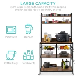 Best Choice Products 67in Counter-Height Baker's Rack W/ Locking Wheels, Adjustable Feet, 2 Wire Baskets 11 Best Choice Products 67in Counter-Height Baker's Rack W/ Locking Wheels, Adjustable Feet, 2 Wire Baskets -Baxton Home Shop GUEST b0b3805c 1f23 4dda b0bb 45d75ed8d35f