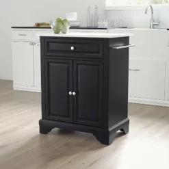 Lafayette Stone Top Portable Kitchen Island/Cart Black/White - Crosley -Baxton Home Shop GUEST b113bb1b 86ef 40ab 90d9 6e69abaae5bc