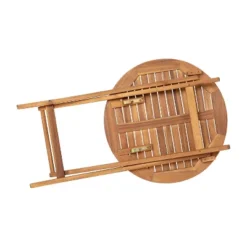 Merrick Lane Three Piece Solid Acacia Wood Folding Patio Bistro Set With Lightweight Round Table And Two Chairs, Natural -Baxton Home Shop GUEST b13bd3ad d123 4771 bf47 70ac84aaca64