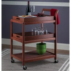 Albert Entertainment Cart Walnut - Winsome -Baxton Home Shop GUEST b1639d44 9824 420f a730 eb6a9e5fd9ab